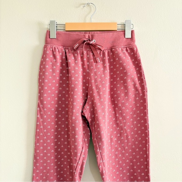 Calvin Klein Pink CK Pattern Cotton Cuffed Joggers - Picture 2 of 16